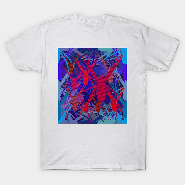 Arachnophobia Blue Red T-Shirt by jdm1981